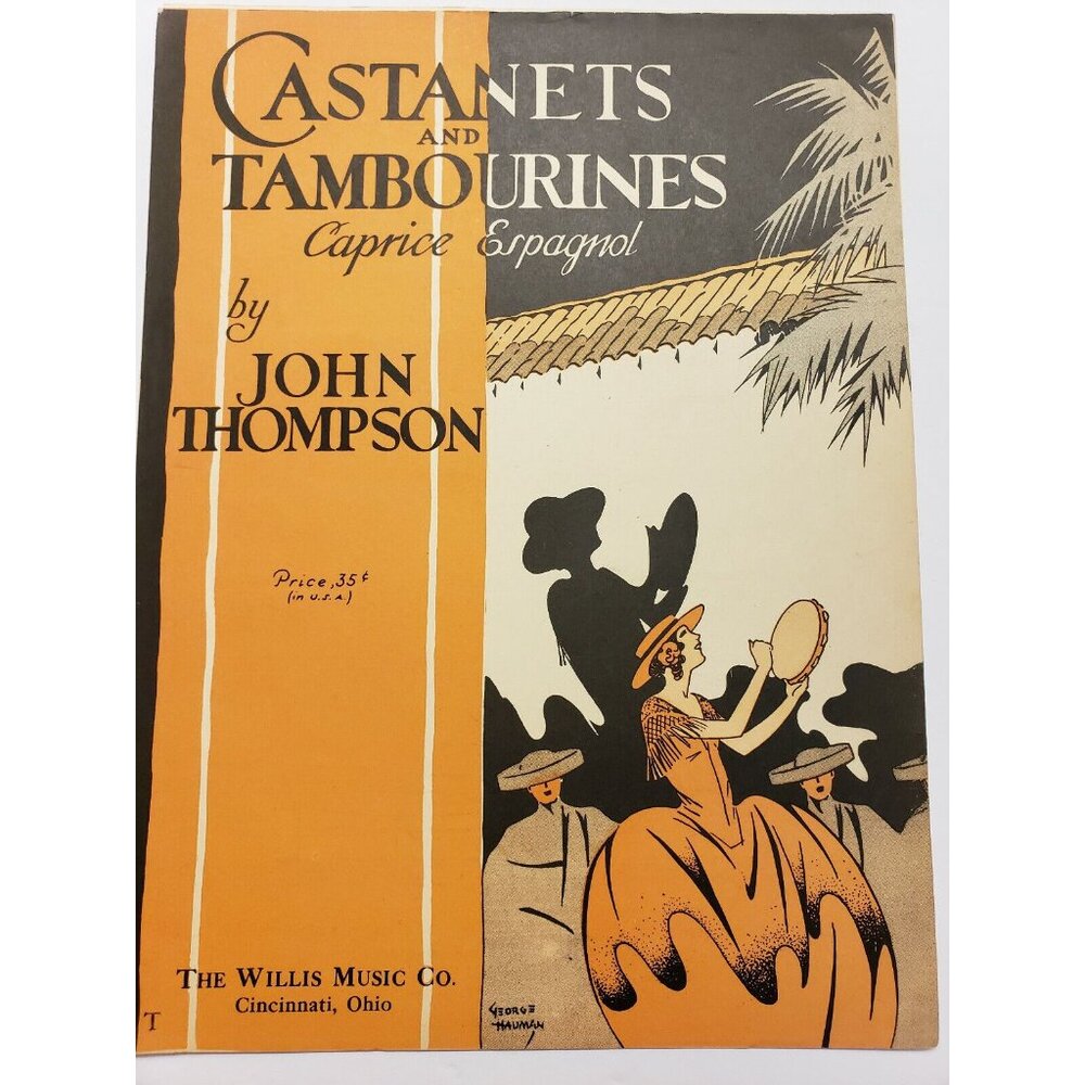 Sheet Music-"Castanets and Tambourines" by John Thompson, 1930, vintage